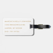 Étiquette À Bagage Dots d'or Confetti - Blanc & Or (Dos horizontal)