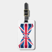 Étiquette À Bagage Double Union Jack, drapeau britannique en 3D (Devant Vertical)