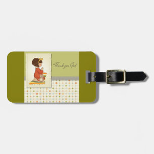 Étiquette À Bagage Douce Fille Priante Merci Dieu