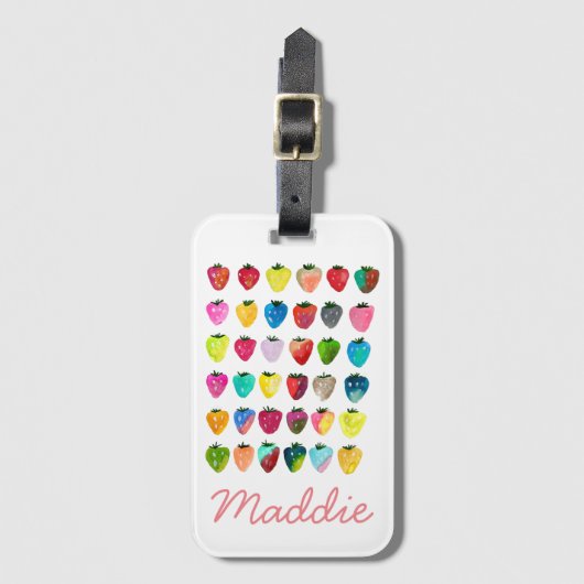 Étiquette À Bagage Douceur fraise mignonne aquarelle de fruit mignon (Devant Vertical)