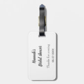 Étiquette À Bagage Douche nuptiale ajouter le nom date année merci à  (Dos Vertical)