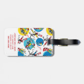 Étiquette À Bagage Dr Seuss | Caractères avec Motif de crayons (Dos horizontal)