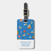 Étiquette À Bagage Dr Seuss | Chat dans le Motif spatial Casquette (Devant Vertical)