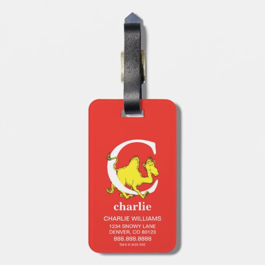 Étiquette À Bagage Dr Seuss's ABC : Letter C - White | Add Your Name (Dos Vertical)