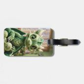 Étiquette À Bagage Dragon à fils vert mignon Imaginaire (Dos horizontal)