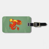 Étiquette À Bagage Dragon Chinois Rouge sur Fond Vert (Devant horizontal)