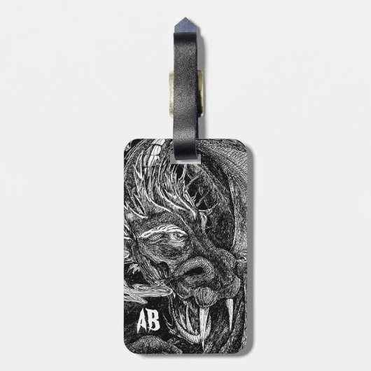 Étiquette À Bagage Dragon 'initials' valise 2 côtés (Dos Vertical)