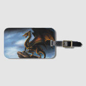 Étiquette À Bagage Dragon noir cuivre or (Devant Horizontal)