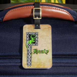 Étiquette À Bagage Dragon Vert Avec Bordure Celtique Personnalisé