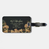 Étiquette À Bagage Dragon vert enchanté avec élégant tableau floral (Dos horizontal)