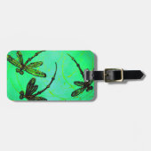 Étiquette À Bagage Dragonflies Superbe Vert & Turquoise Twist (Devant horizontal)