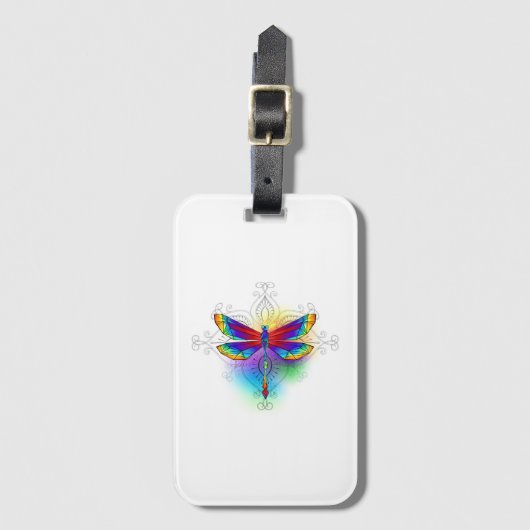Étiquette À Bagage Dragonfly en arc-en-ciel (Devant Vertical)