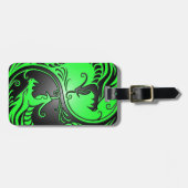 Étiquette À Bagage Dragons, vert et noir de Yin Yang (Devant horizontal)