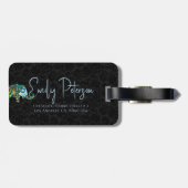 Étiquette À Bagage Drames noirs arrière - plan joli éléphant floral (Dos horizontal)