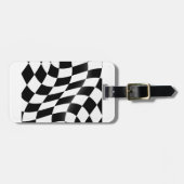 Étiquette À Bagage Drapeau à carreaux noir et blanc ondulé de course (Devant horizontal)
