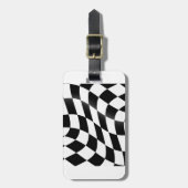 Étiquette À Bagage Drapeau à carreaux noir et blanc ondulé de course (Devant Vertical)