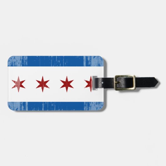 ÉTIQUETTE À BAGAGE DRAPEAU AFFLIGÉ .PNG DE CHICAGO (Devant horizontal)