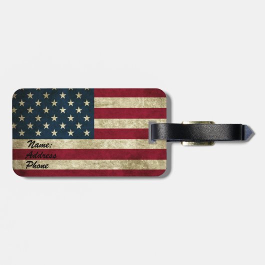 Étiquette À Bagage Drapeau américain (Dos horizontal)