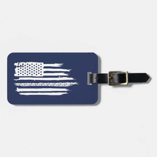 Étiquette À Bagage Drapeau américain à vélo (Devant horizontal)