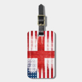 Étiquette À Bagage Drapeau américain anglais rustique (Devant Vertical)