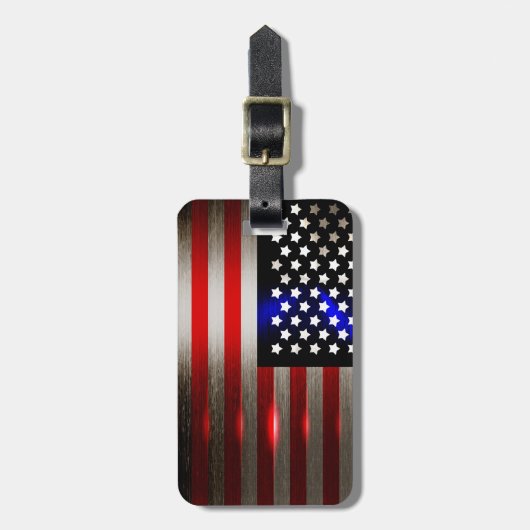 Étiquette À Bagage Drapeau américain coupé par laser 2 de tranchant (Devant Vertical)