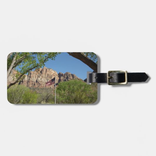 Étiquette À Bagage Drapeau américain dans le Parc national de Sion II (Devant horizontal)