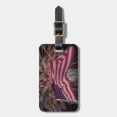 Étiquette À Bagage Drapeau américain et feux d'artifice (Devant Vertical)