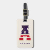 Étiquette À Bagage Drapeau américain moderne Monogramme A (Devant Vertical)