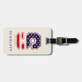 Étiquette À Bagage Drapeau américain moderne Monogramme S (Devant horizontal)