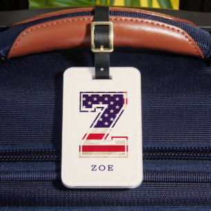Étiquette À Bagage Drapeau américain moderne Monogramme Z