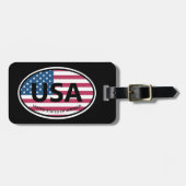 Étiquette À Bagage Drapeau américain Oval USA code pays logo voyage (Devant horizontal)