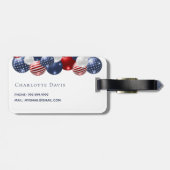 Étiquette À Bagage Drapeau américain patriotique rouge blanc bleu nom (Dos horizontal)