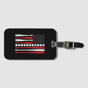Étiquette À Bagage Drapeau américain vintage de baseball du 4 juillet