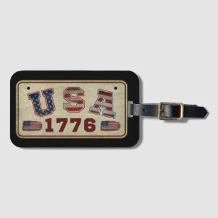 Étiquette À Bagage Drapeau américain vintage USA 1776