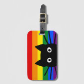 Étiquette À Bagage Drapeau arc-en-ciel de chat noir de Pékin (Devant Vertical)