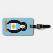 Étiquette À Bagage Drapeau argentin M. Penguin en bleu (Devant horizontal)