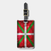 Étiquette À Bagage Drapeau Basque affligé de style : Ikurriña, (Devant Vertical)