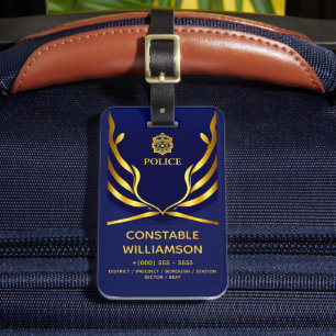 Étiquette À Bagage Drapeau bleu marine de police voyage