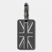 Étiquette À Bagage Drapeau britannique noir et gris en fibre de carbo (Dos Vertical)