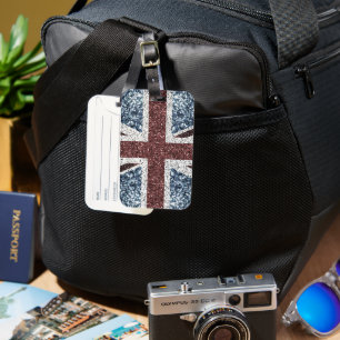 Étiquette À Bagage Drapeau britannique Rustique paillettes scintillan