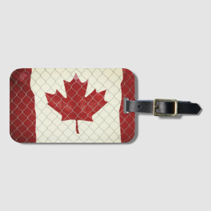 Étiquette À Bagage Drapeau canadien. Clôture de lien de chaîne. Rusti