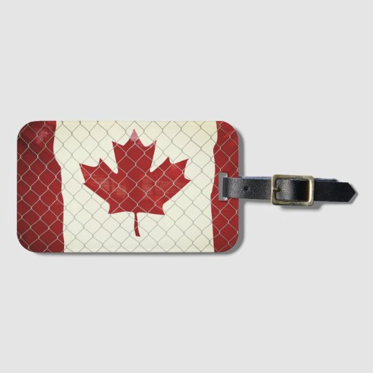 Étiquette À Bagage Drapeau canadien. Clôture de lien de chaîne. Rusti (Devant Horizontal)