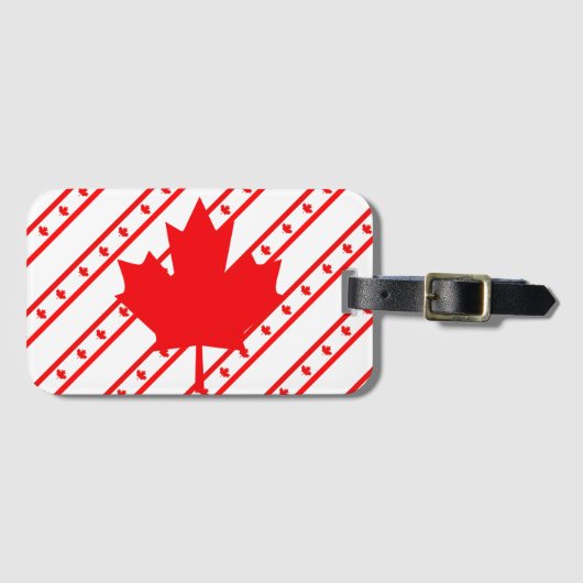 Étiquette À Bagage Drapeau canadien de rayures (Devant Horizontal)