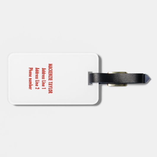 Étiquette À Bagage Drapeau canadien Feuille d'érable rouge Canada Nom (Dos horizontal)