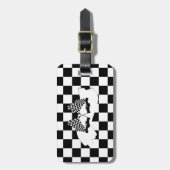 Étiquette À Bagage Drapeau Checker et voitures de course (Devant Vertical)