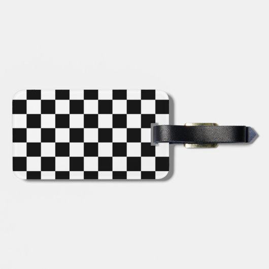Étiquette À Bagage Drapeau Checker et voitures de course (Dos horizontal)