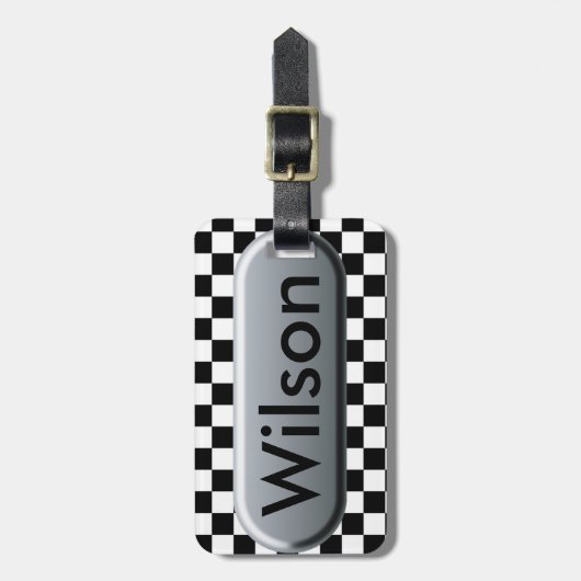 Étiquette À Bagage Drapeau Checkered (Devant Vertical)