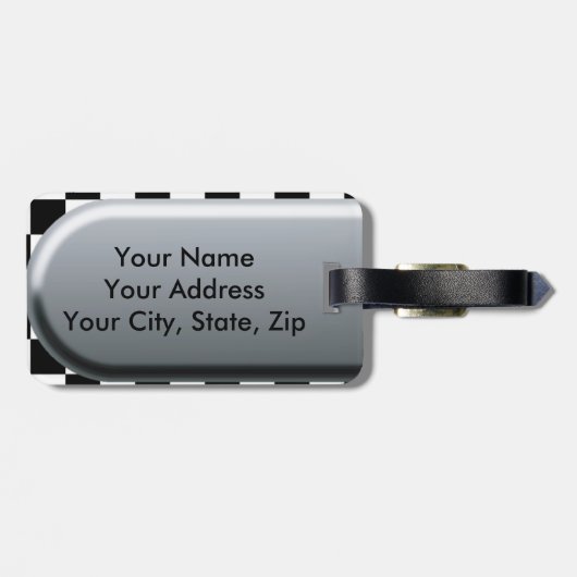 Étiquette À Bagage Drapeau Checkered (Dos horizontal)