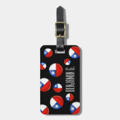 Étiquette À Bagage Drapeau chilien rond brillant (Devant Vertical)