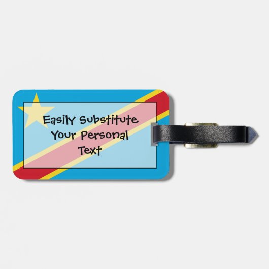 Étiquette À Bagage Drapeau Congo Easy ID Personal (Dos horizontal)